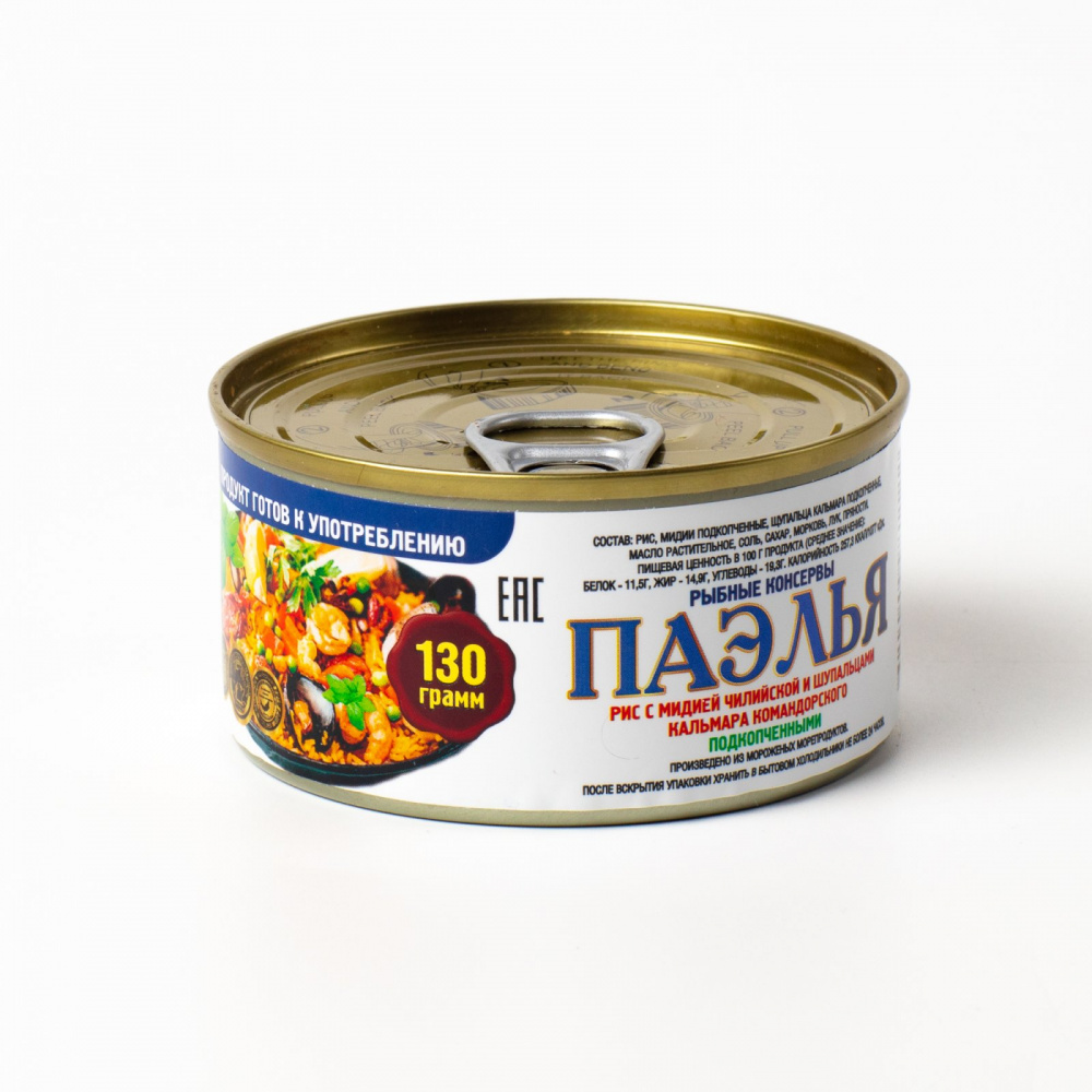 ПАЭЛЬЯ (рис, мидия, щ.кальмара), ж/б, 130 гр (Дальпико)